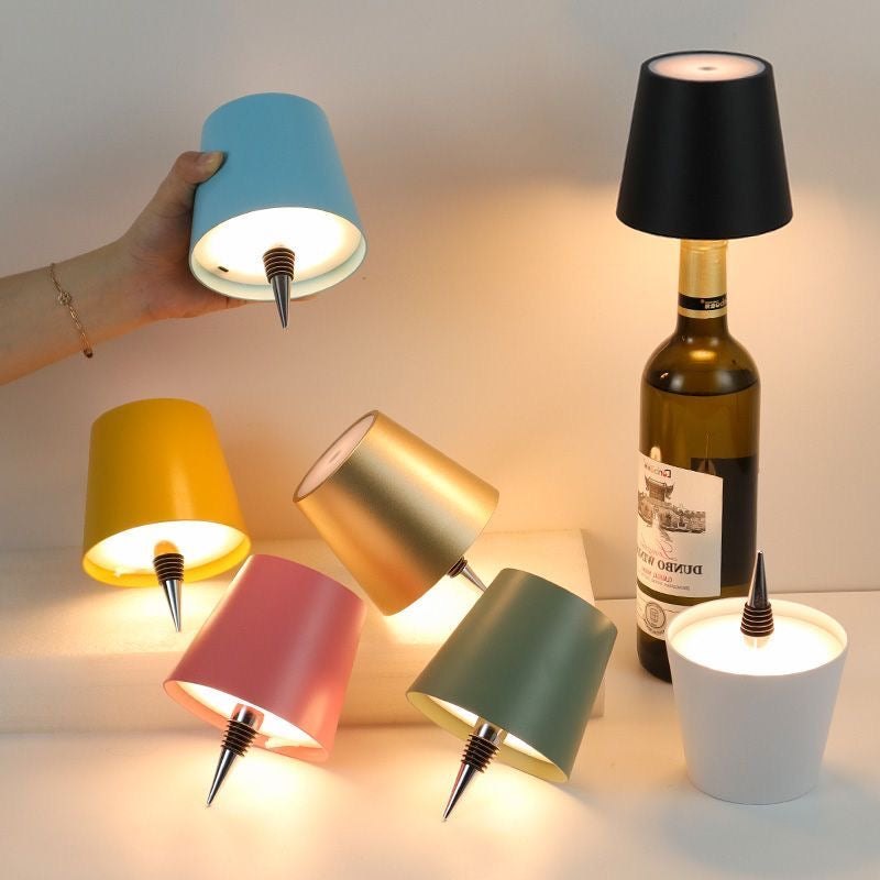 Touch Lamp Wireless Bottle Lampshade LED Wireless Charging with 3 Dimming Modes