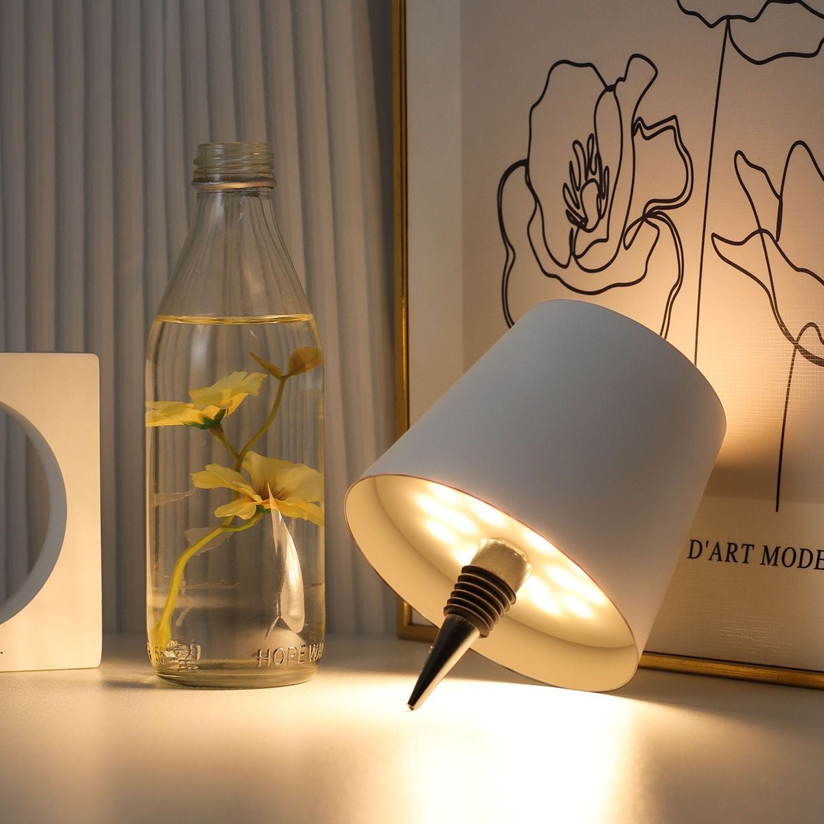 Touch Lamp Wireless Bottle Lampshade LED Wireless Charging with 3 Dimming Modes