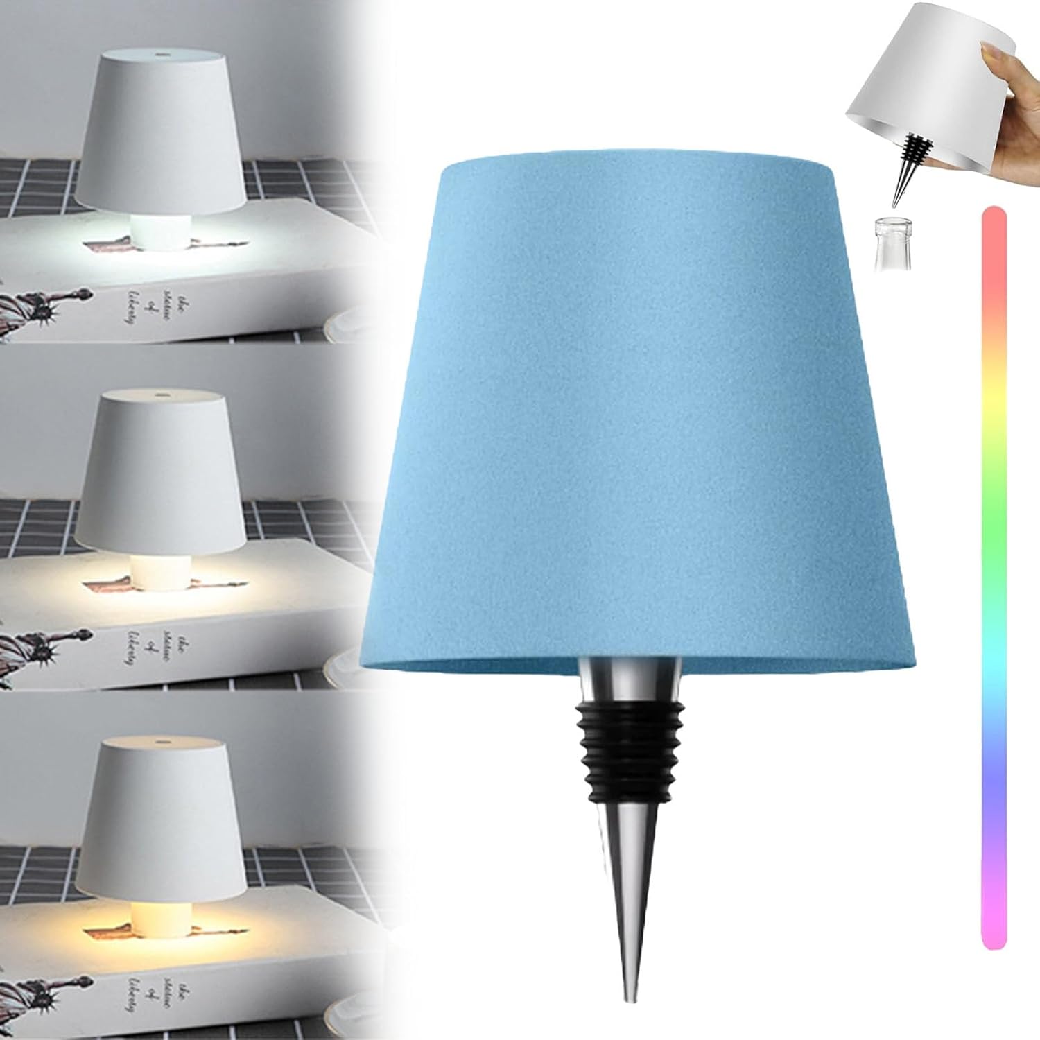 Touch Lamp Wireless Bottle Lampshade LED Wireless Charging with 3 Dimming Modes