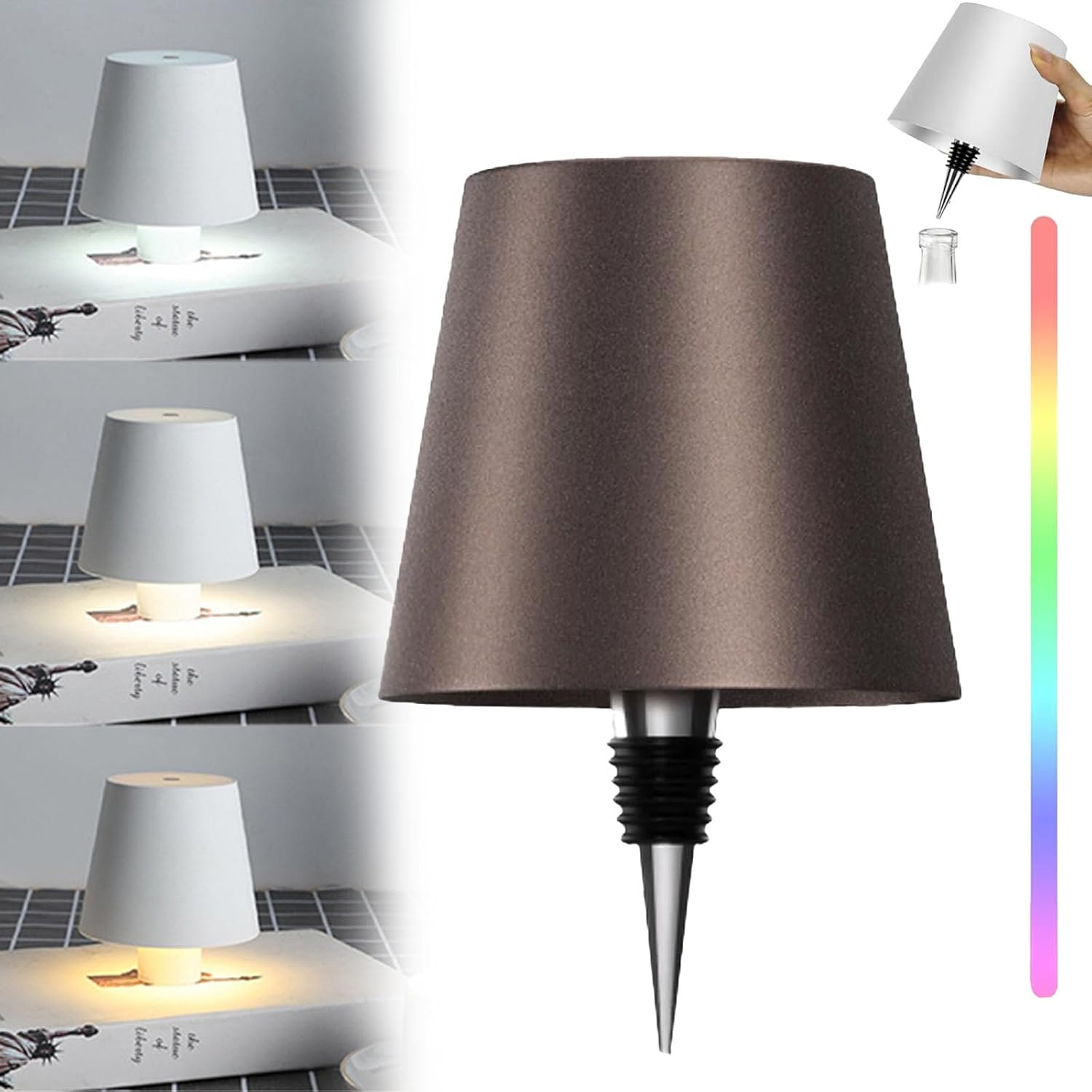 Touch Lamp Wireless Bottle Lampshade LED Wireless Charging with 3 Dimming Modes