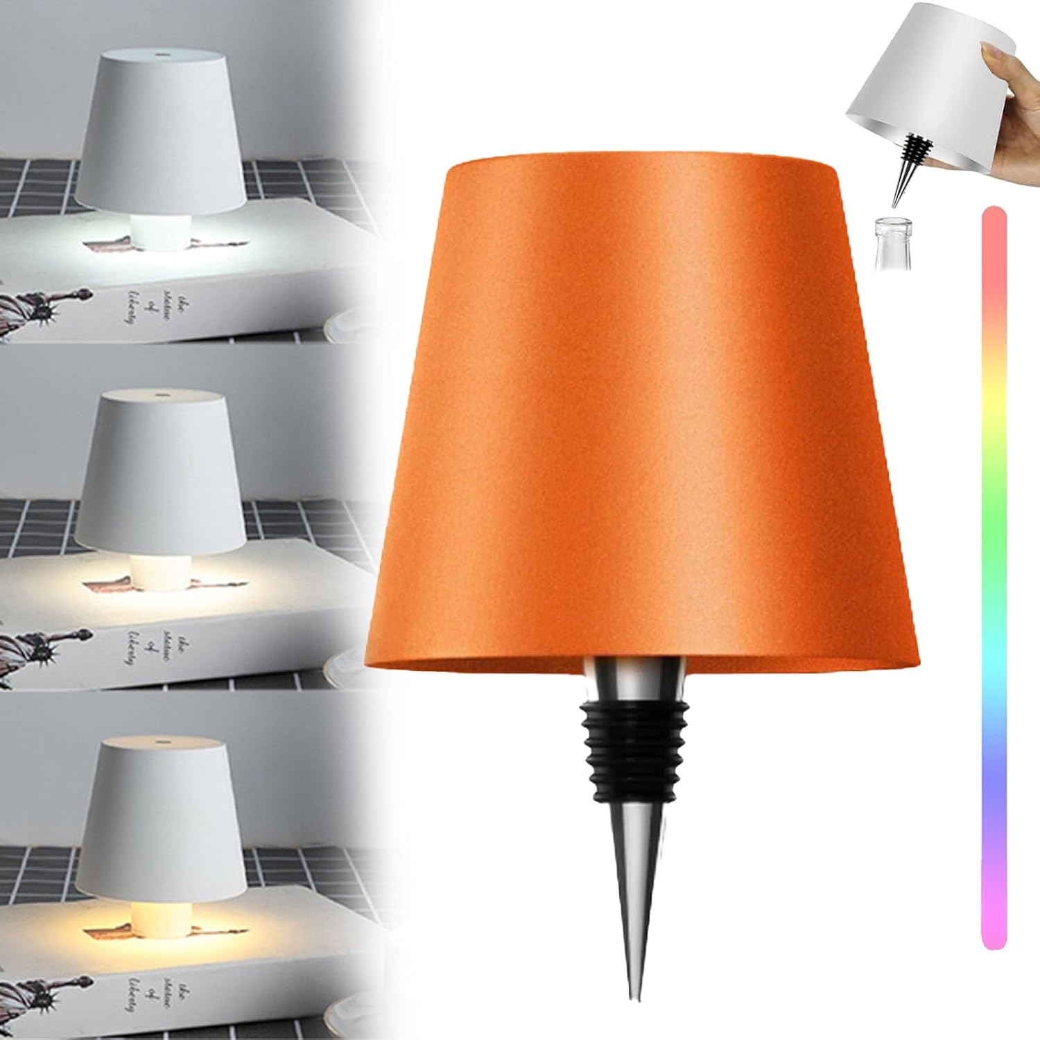 Touch Lamp Wireless Bottle Lampshade LED Wireless Charging with 3 Dimming Modes