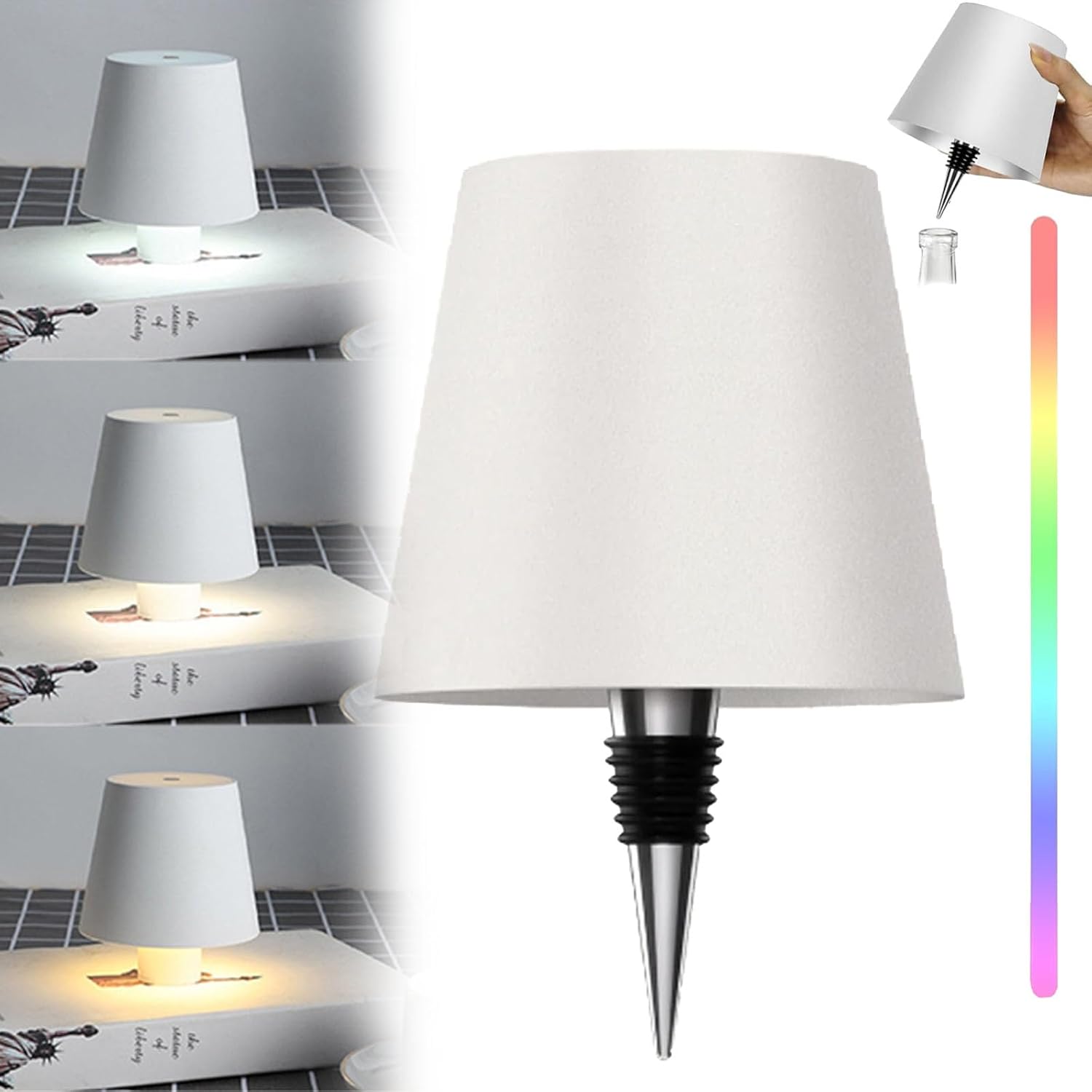 Touch Lamp Wireless Bottle Lampshade LED Wireless Charging with 3 Dimming Modes