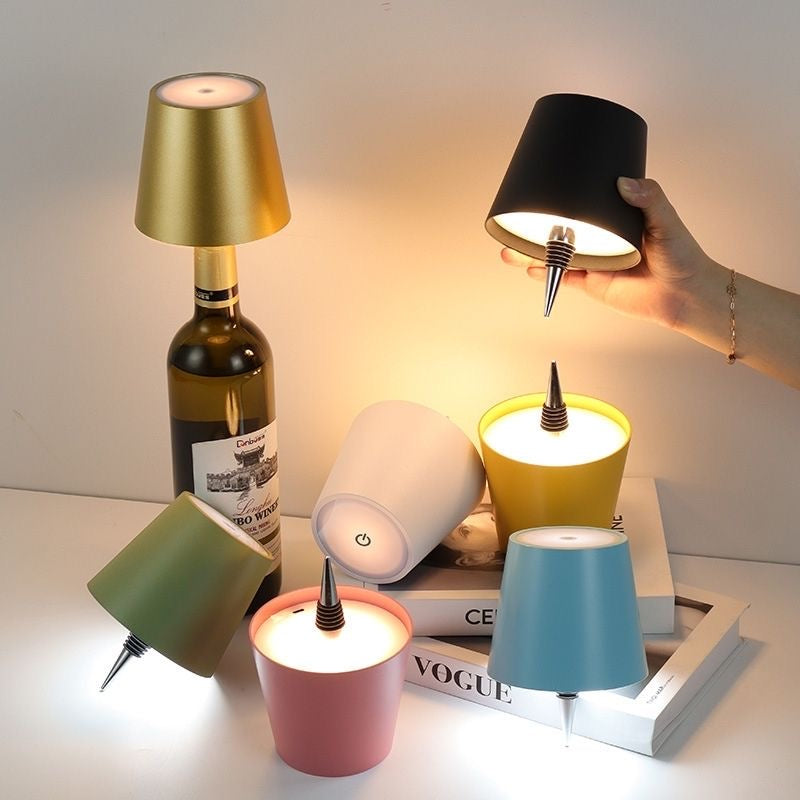 Touch Lamp Wireless Bottle Lampshade LED Wireless Charging with 3 Dimming Modes
