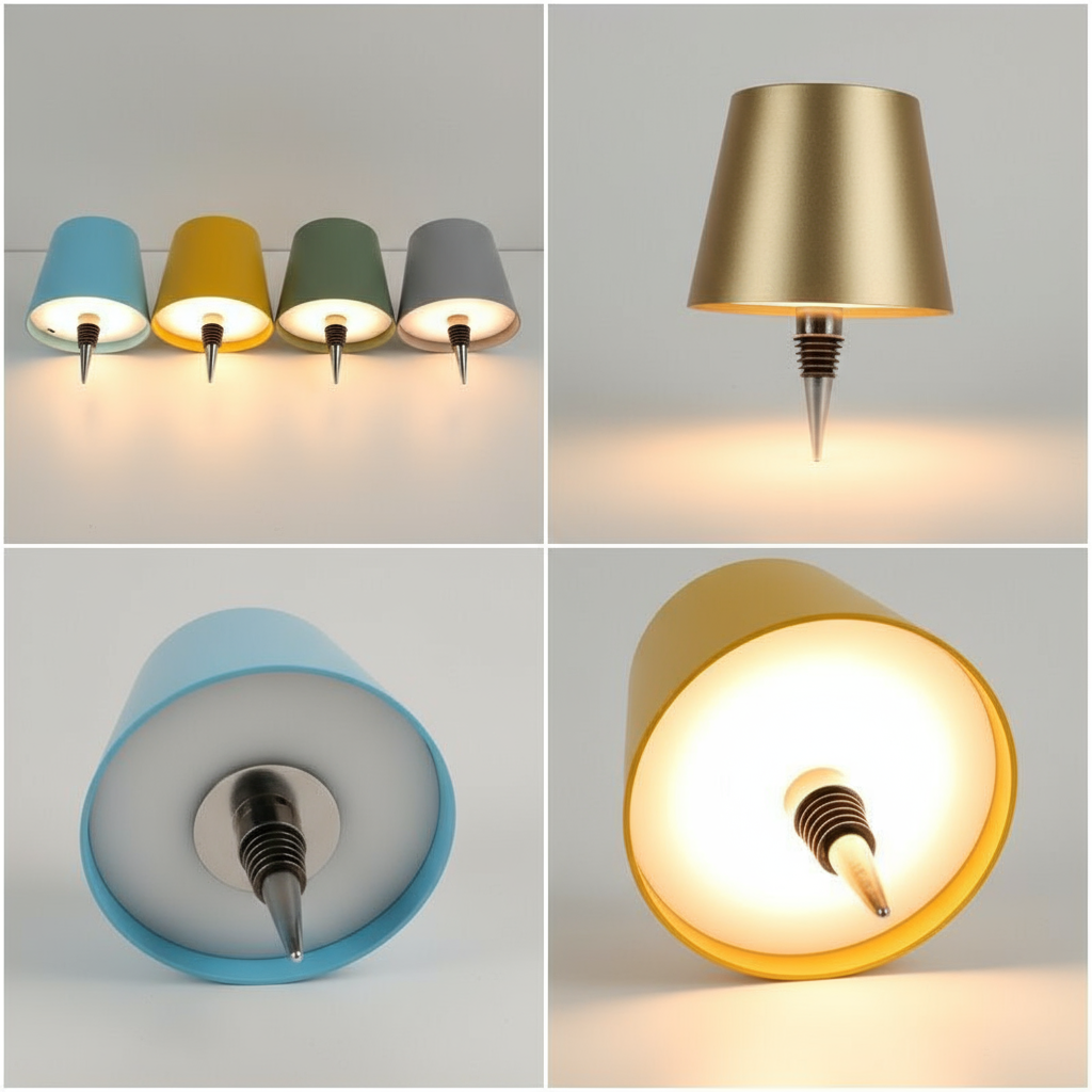 Touch Lamp Wireless Bottle Lampshade LED Wireless Charging with 3 Dimming Modes